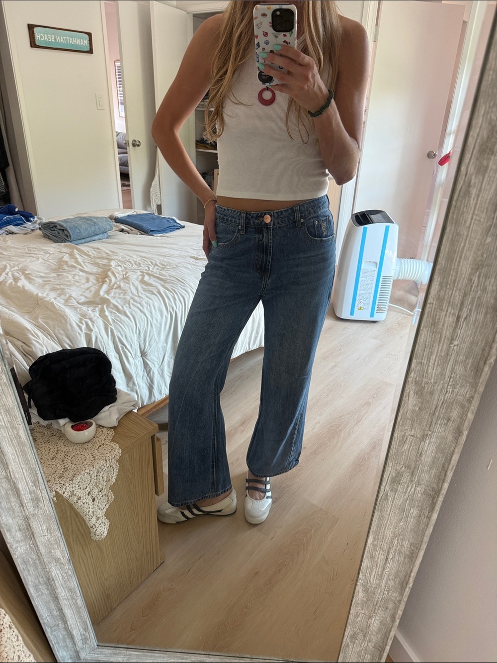 One Teaspoon Medium Blue High-Rise Wide Leg Jeans